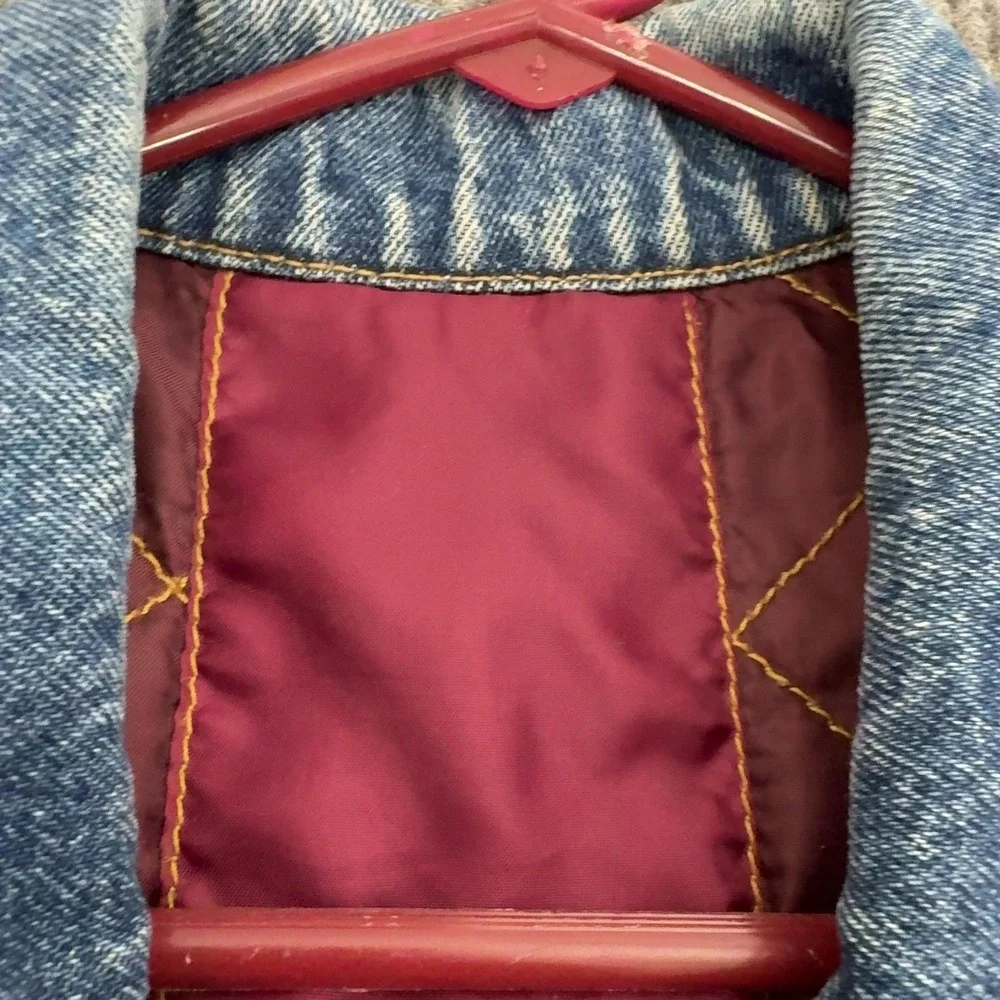 Vintage Structure Jacket Mens S Blue Pink Cotton Denim Colorblock Reversible 90s